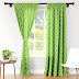 Encasa Homes Polyester Printed Door Curtains with Tie Back, 7 ft Long, Greenery, Pack of 2