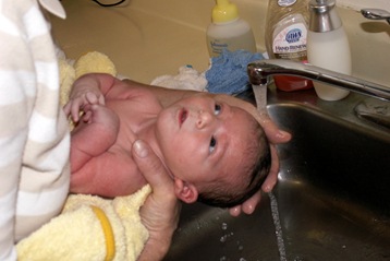 Elaine Day 6 bathtime with Grandma Godby