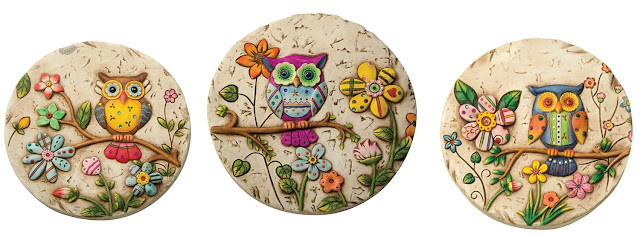 Owl Round Stepping Stones-Set Of 3