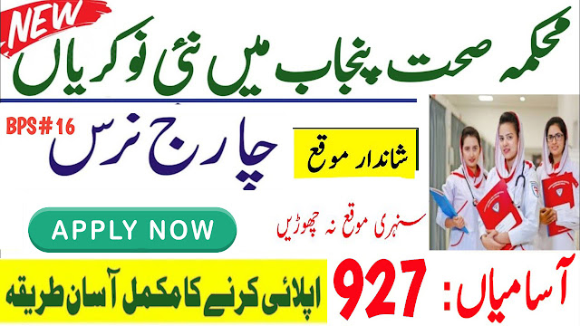 Nursing Jobs 2024 پورے پنجاب سے ابھی اپلائی کریں (Vacancies 927)