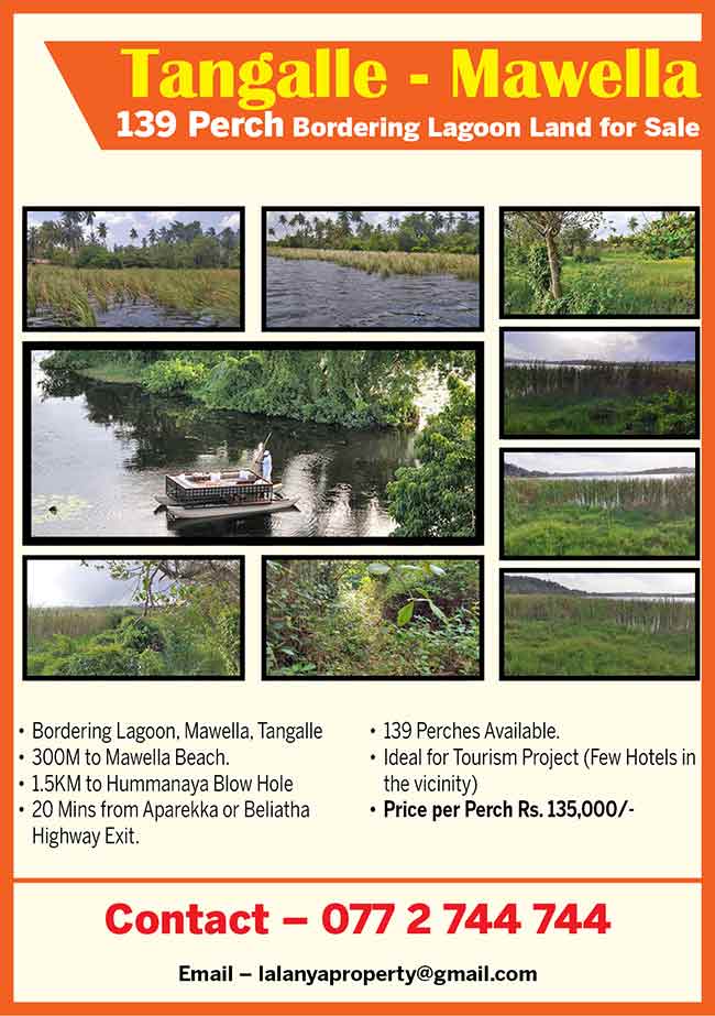 Tangalle - 139 Perch Bordering Lagoon Land For sale