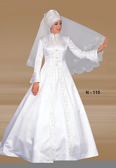 Modern Muslim Wedding Dresses Design With Veil