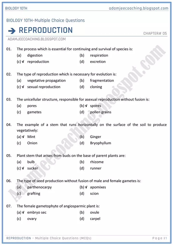 reproduction-mcqs-biology-10th