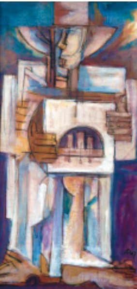 El marimbero, Acrílica/cartón, 59 x 30 cms. C. 1987
