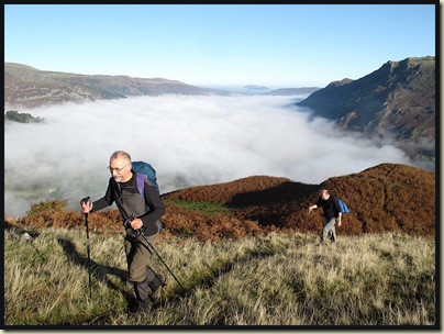 Rick and Stuart ascending Arnison Crag