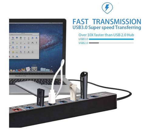 LYFNLOVE Powered 11 Port USB Hub