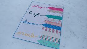 Crayon quilt tutorial with bias tape words