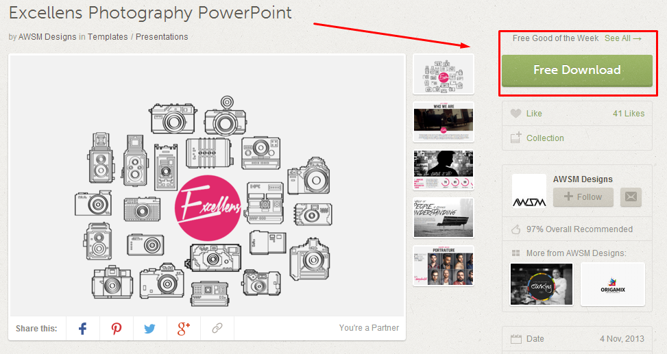 Free Download Excellens Photography PowerPoint Template 