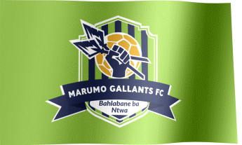 The waving fan flag of Marumo Gallants F.C. with the logo (Animated GIF)