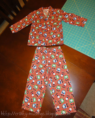 Kwik Sew 3604, completed pajama top and bottoms