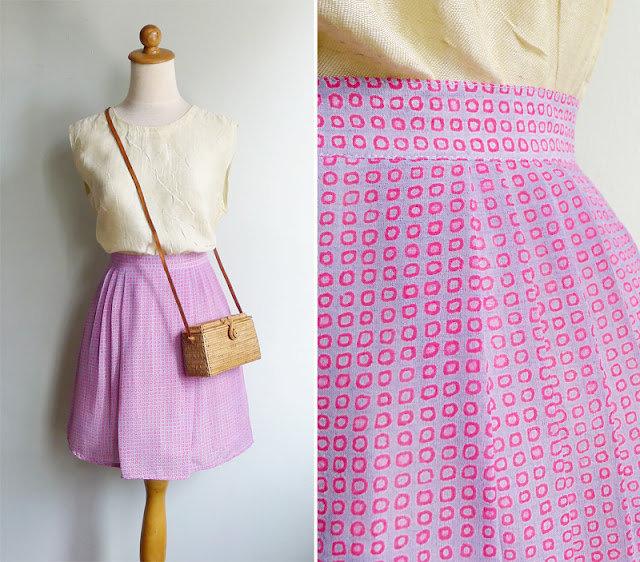 vintage purple pleated mini skirt