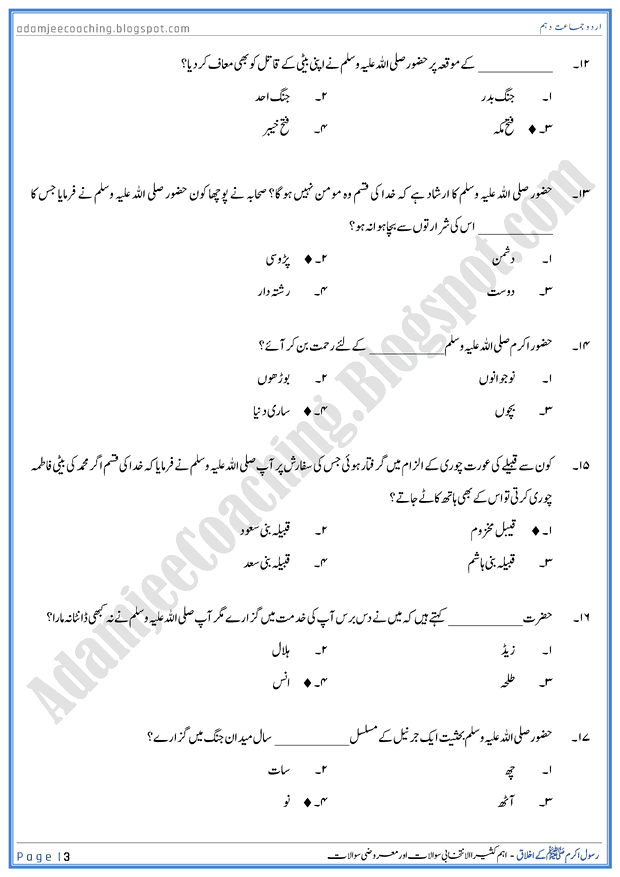 rasool-s-a-w-kay-ikhlaq-mcqs-urdu-10th