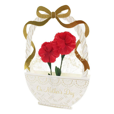  Carnations w/ Baby's Breath Basket Pop Up Mother's Day Card