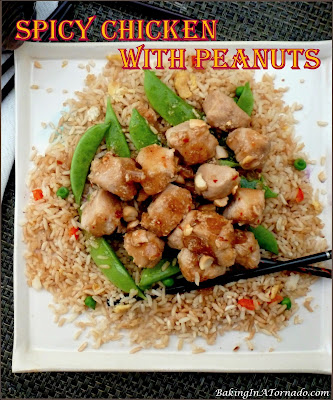 Spicy Chicken with Peanuts cooks in one pan in about half an hour and dinner is served! | Recipe developed by www.BakingInATornado.com | #recipe #dinner