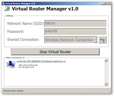 Cara setting Virtual Router untuk share internet wifi