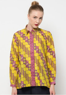 Desain Baju Batik Lengan Panjang Modern Wanita Muda