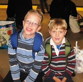 M. boys on BART, first day of school, 9/2008