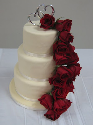 Burgundy Teal 75th birthday cake Off White Red Rose wedding cake