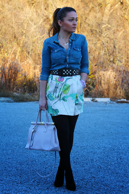H&M skirt, studded belt