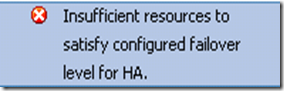 Insufficient resources to satisfy configured failover level for HA