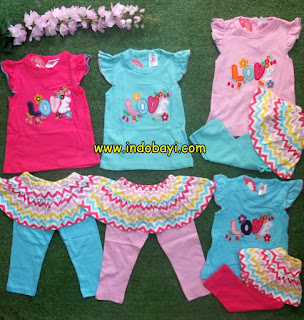 Baju Setelan Bayi Perempuan Love