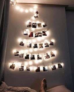 arvore de natal de parede com fotos