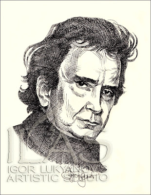 Johnny Cash portrait, American music legend artwork