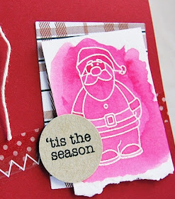 SRM Stickers Blog - Watercolor Santa by Tenia - #card #watercolor #stickerstitches #janesdoodles #tistheseason #twine #stickerstitches