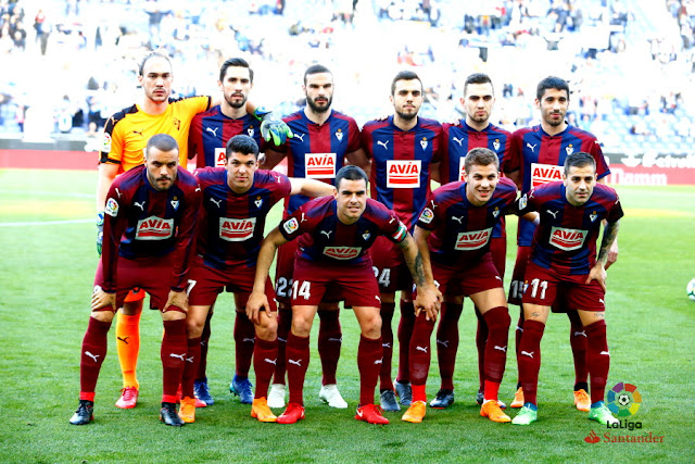 S. D. EIBAR. Temporada 2017-18. Dmitrovic, Paulo Oliveira, Lombán, Jordán, Escalante y José Ángel; Pedro León, Ánder Capa, Dani García, Iván Alejo y Rubén Peña. R. C. D. ESPANYOL DE BARCELONA 0 S. D. EIBAR 1 (David Lombán). 18/04/2018. Campeonato de Liga de 1ª División, jornada 13ª. Barcelona, RCDE Stadium.