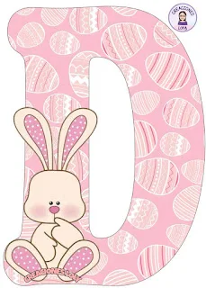 Abecedario con Conejito de Pascua en Rosa.