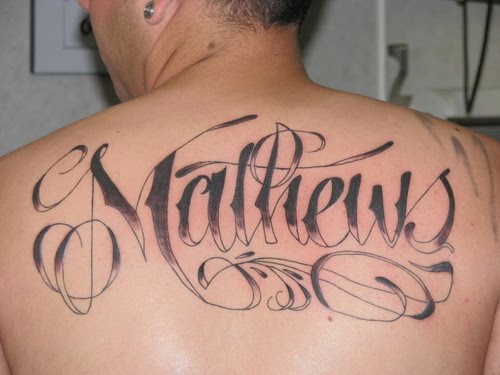 name tattoos on back for men. Tattoo fonts style on back and side body for men is very good design. i like 