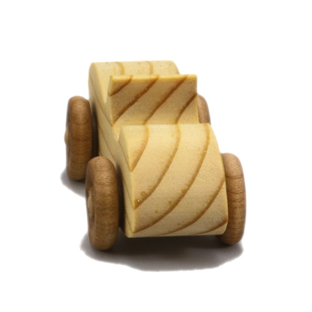 Wood Toy Car, Convertible Sports Coupe, Handmade and Finished with Mineral Oil and Bees Wax, Miniature Snazzy Ripsnorter