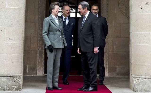 Princess Anne met President Nicos Anastasiades at the Presidential Palace in Nicosia