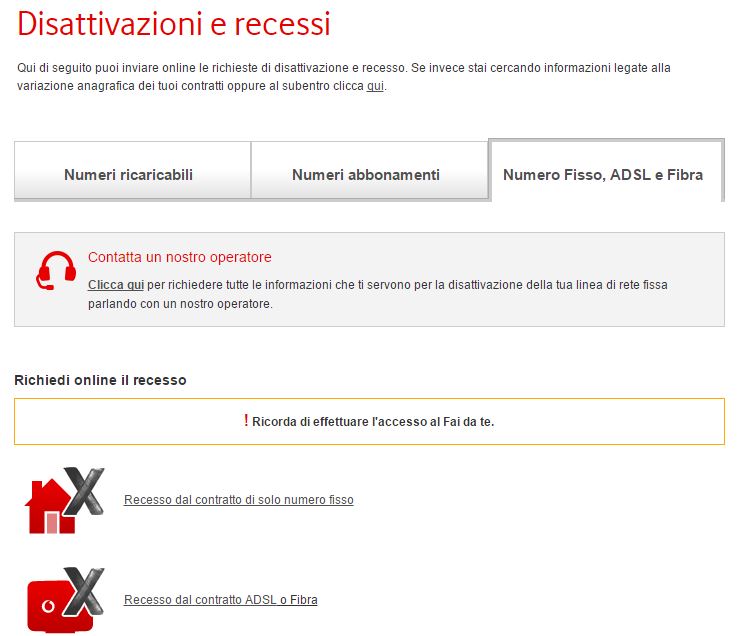 Lettera disdetta contratto internet