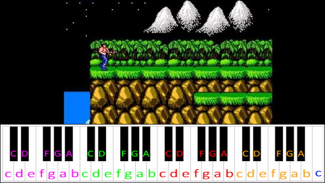 Jungle Theme - Contra (NES) Piano / Keyboard Easy Letter Notes for Beginners