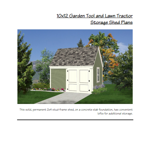 ... Plans , Shed Plans and more: Garden Tool and Lawn Tractor Shed Plan