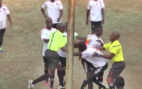 Fist of Fury: Angry Zimbabwean Player Punches a Referee to Stupor After Receiving a Red Card (Watch)