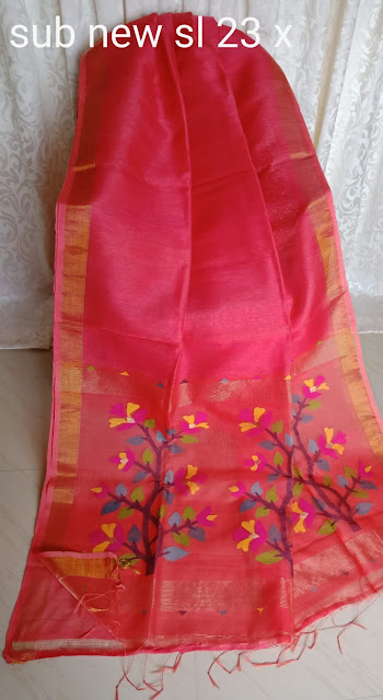 Linen Jamdani  Silk Saree 