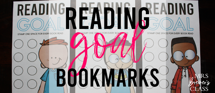 Reading Goal Bookmarks to set reading goals and track reading progress for students in Kindergarten, First Grade, Second Grade