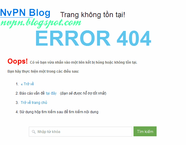 Tạo trang báo lỗi 404 đẹp cho Blogspot