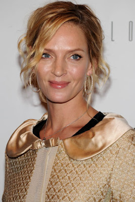 Uma Thurman Gold Hoop Earrings