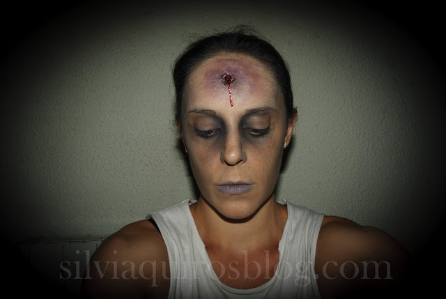 Maquillaje Halloween 7: Disparo en la frente, Halloween Make-up 7: Shot on the forehead, efectos especiales, special effects, Silvia Quirós