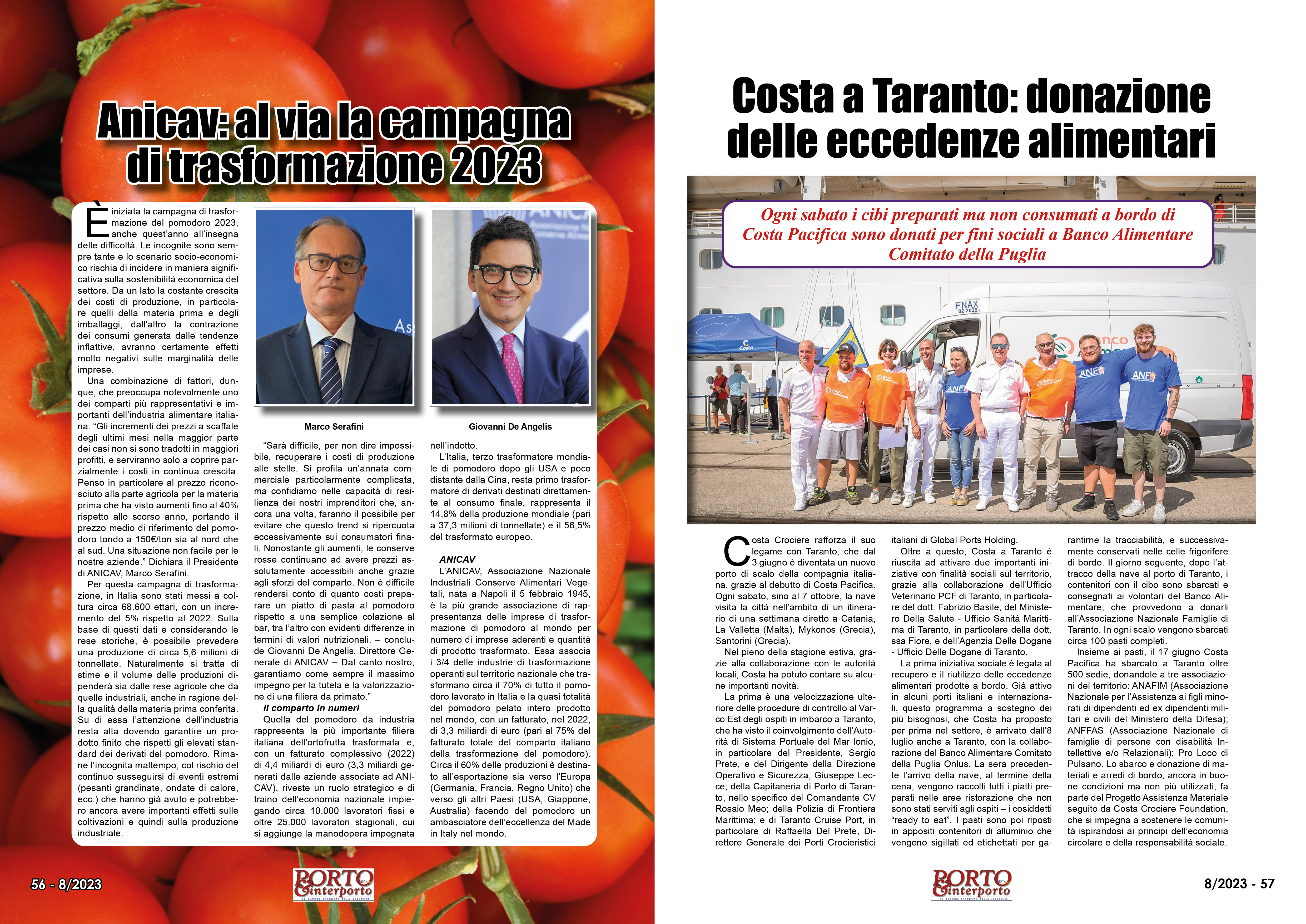 AGOSTO 2023 PAG. 57 - Costa a Taranto: donazione delle eccedenze alimentari