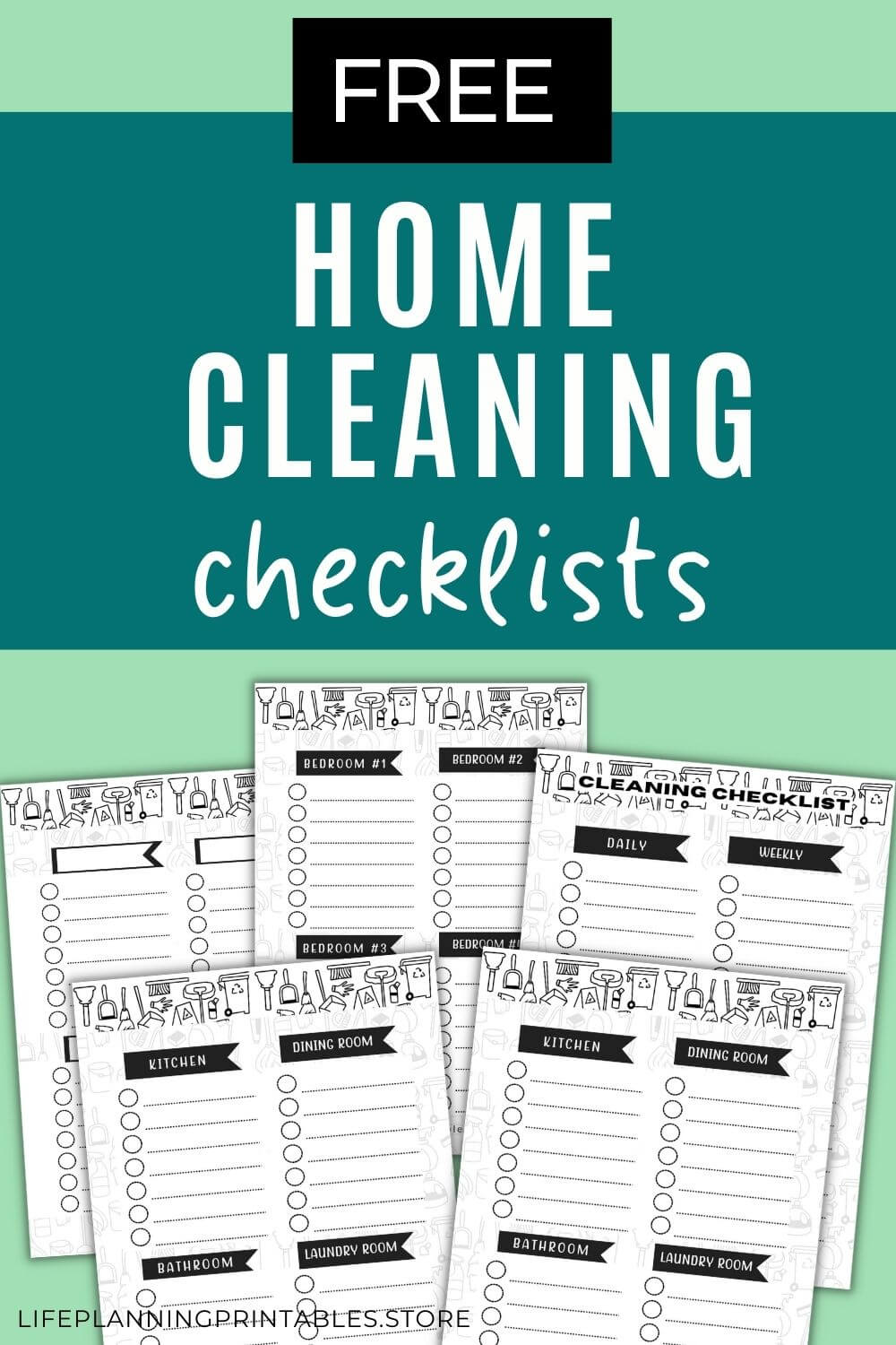 Free Home Cleaning Checklist Printables. Clean your home easily using these free home spring cleaning planner that you can download immediately. You'll get cleaning checklist for bathroom, living room kitchen. bathroom and more