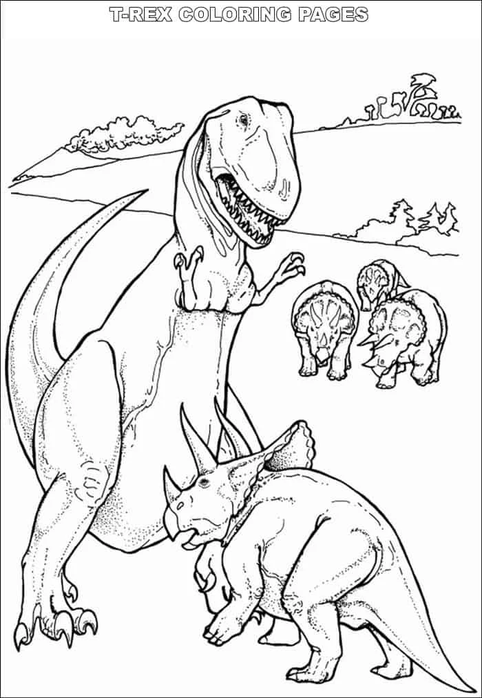 T Rex Vs Triceratops Coloring Pages