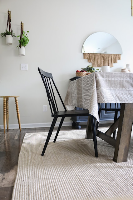 Use an outdoor rug in a dining room and other helpful budget and family friendly tips