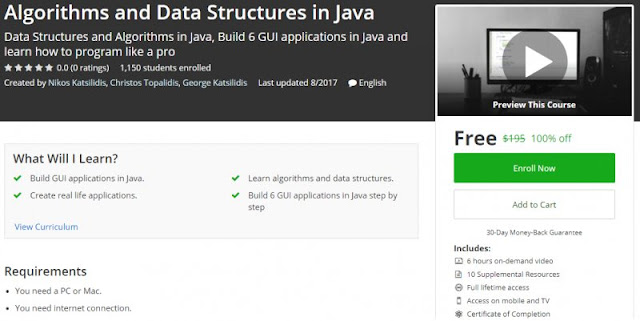 [100% Off] Algorithms and Data Structures in Java| Worth 195$