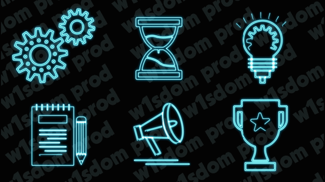 Neon Glowing Business Icons Line Vector Animation Pack