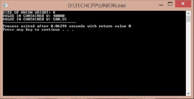 C++ Program to demonstrate Union type with output