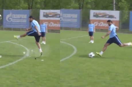 Jogador paraibano Hulk acerta chute e 'estoura' a bola em treino do Zenit; Veja o vídeo